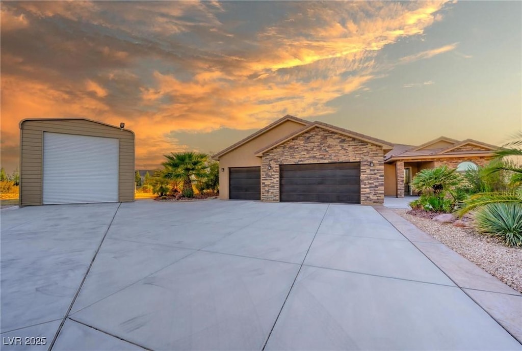 view of front of property with a garage