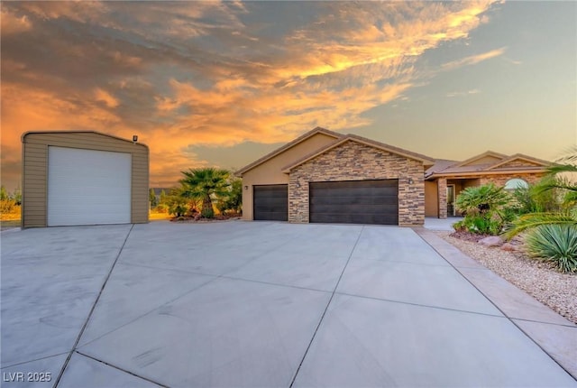 view of front of property with a garage