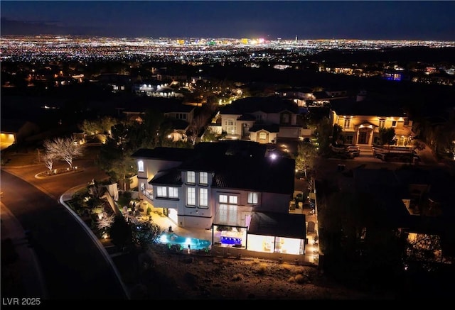 view of aerial view at night