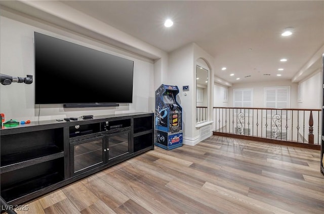 interior space with light hardwood / wood-style floors