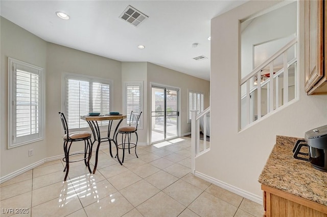 view of tiled dining room