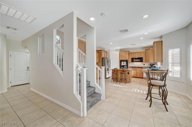 interior space with tile patterned flooring