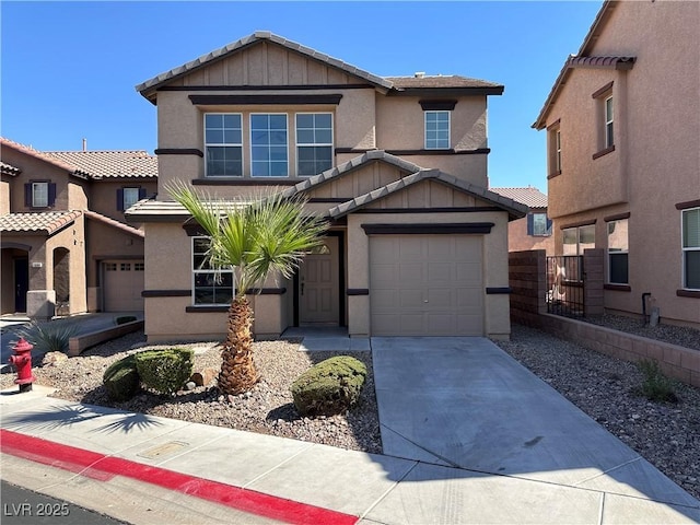 view of front of property featuring a garage