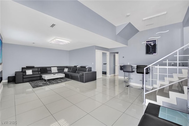 view of tiled living room