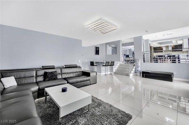 view of tiled living room