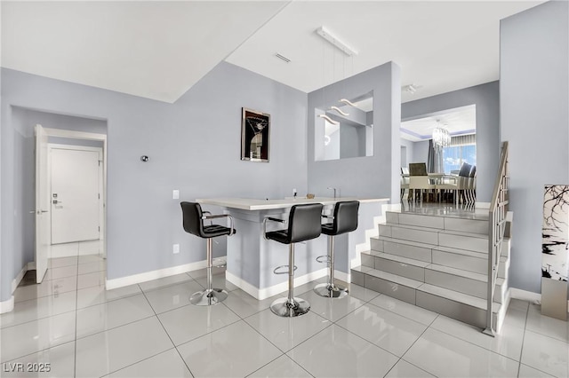 view of tiled dining space