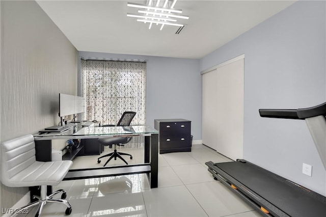 office space featuring light tile patterned floors