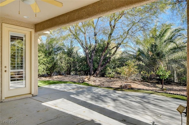 view of patio / terrace featuring ceiling fan