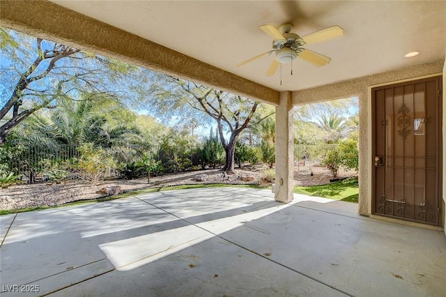 view of patio / terrace with ceiling fan