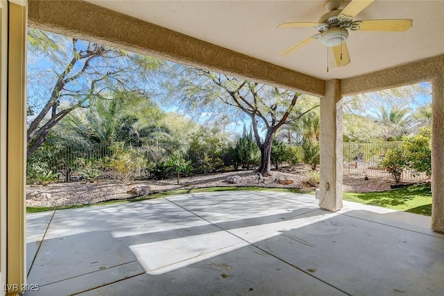 view of patio with ceiling fan