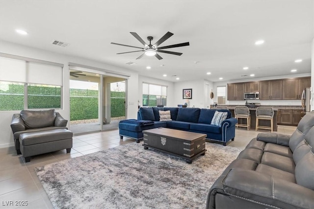 view of tiled living room