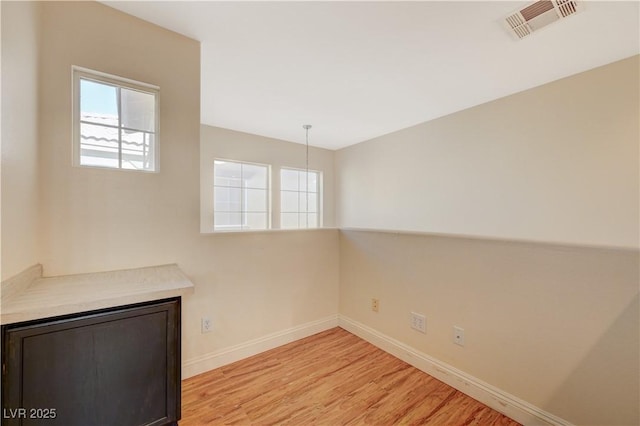 empty room featuring a healthy amount of sunlight and light wood-type flooring