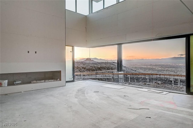 interior space with a mountain view