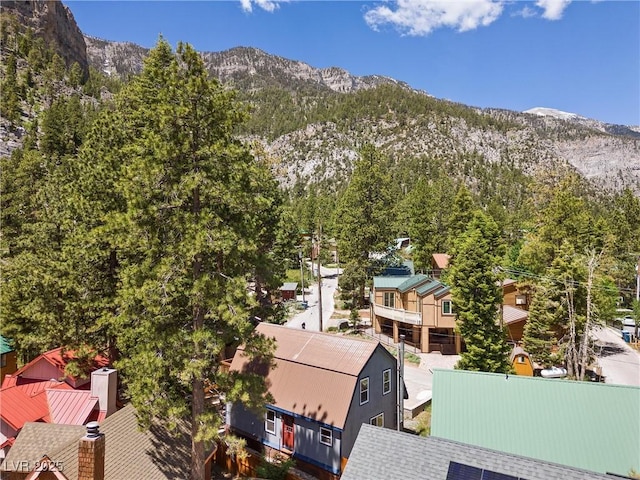 drone / aerial view with a mountain view