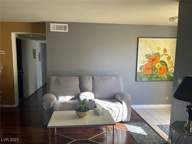 living room with hardwood / wood-style flooring