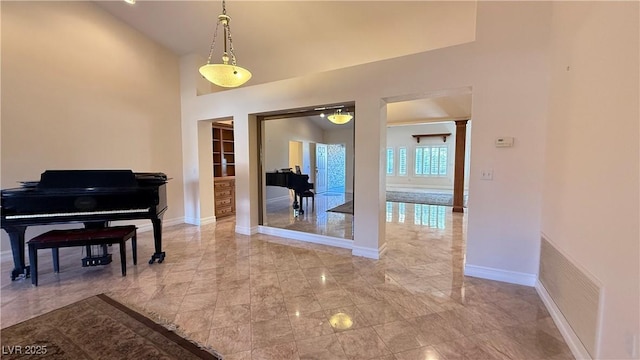 interior space with decorative columns