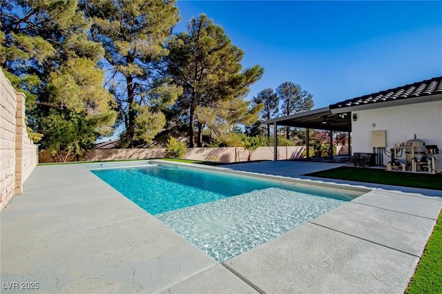 view of swimming pool featuring a patio