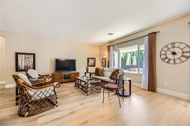 living room featuring light hardwood / wood-style flooring