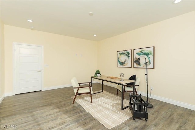 office area featuring hardwood / wood-style flooring