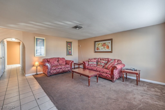 view of tiled living room