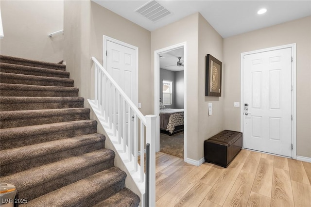 foyer entrance featuring light wood-type flooring