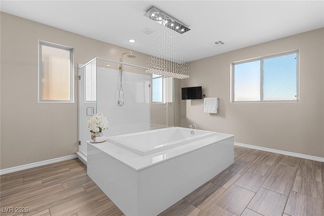 bathroom with plus walk in shower