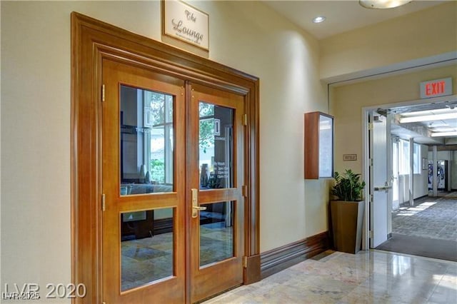 interior space featuring french doors