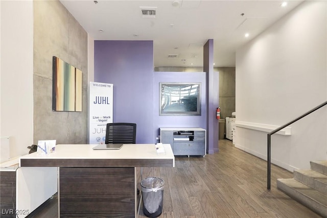 home office featuring wood-type flooring