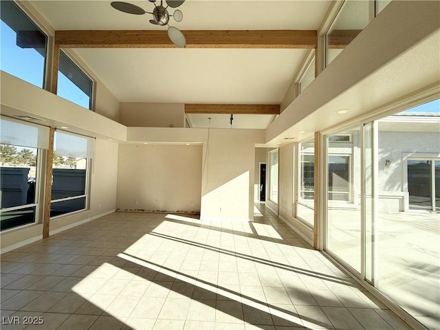 interior space featuring ceiling fan