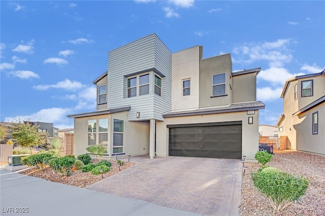 contemporary house featuring a garage