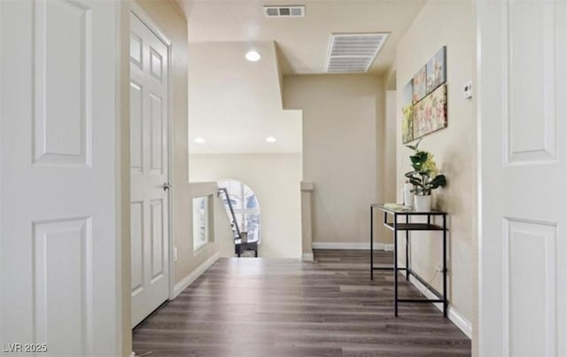 hall featuring dark hardwood / wood-style floors