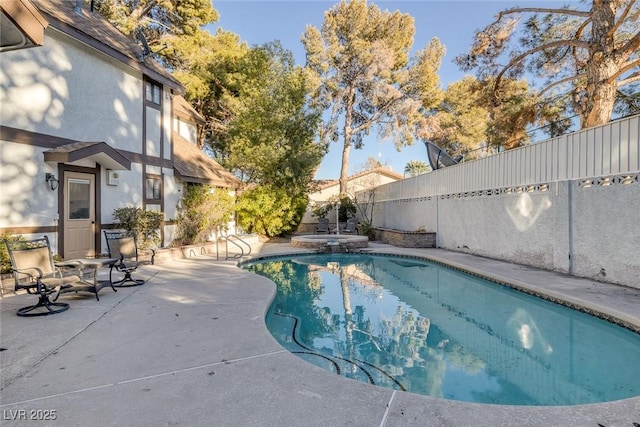 view of swimming pool with a patio