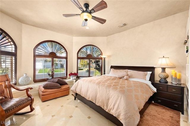 bedroom featuring ceiling fan