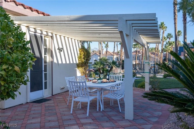 view of patio featuring a pergola