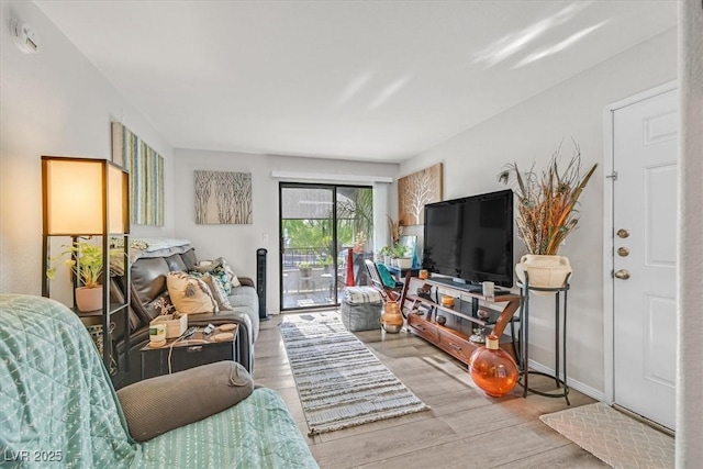 living room with light wood-type flooring