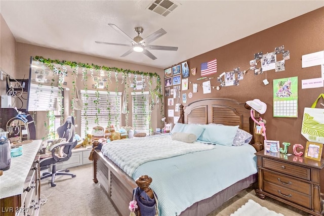 bedroom featuring ceiling fan