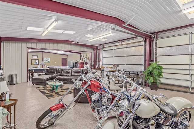 garage featuring metal wall