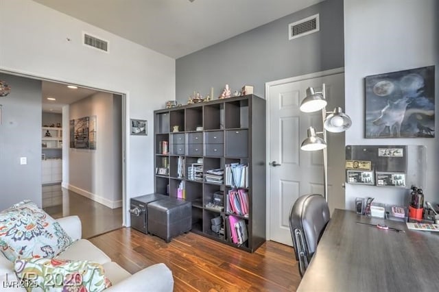 office featuring dark hardwood / wood-style floors