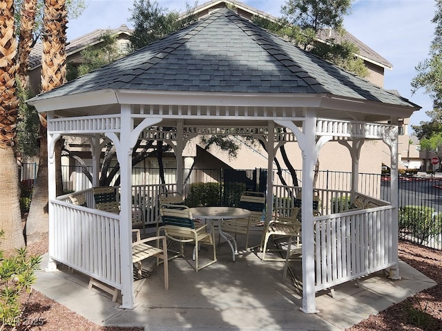 view of patio / terrace featuring a gazebo