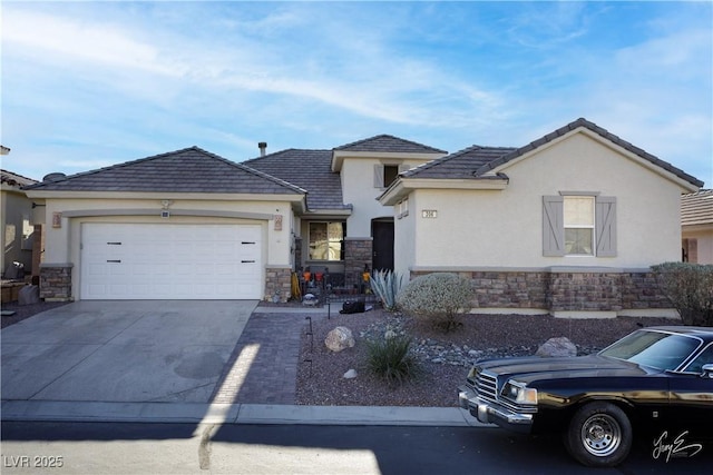 view of front of property with a garage