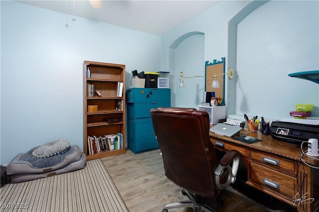 office featuring light hardwood / wood-style flooring