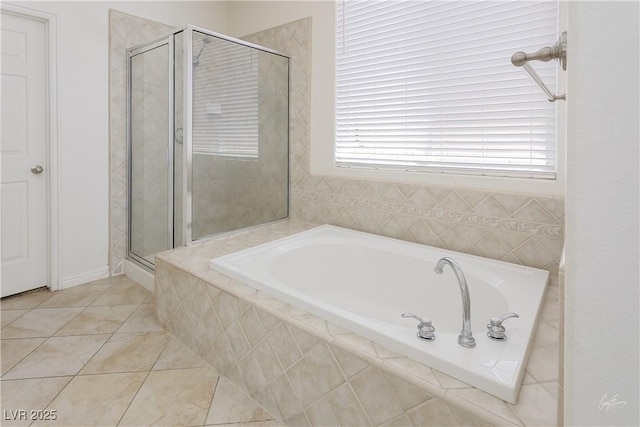 206 Pebble Creek Hts, Mesquite, NV 89027 - full bathroom with a shower stall, tile patterned flooring, and a garden tub