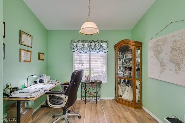 home office featuring light wood-type flooring