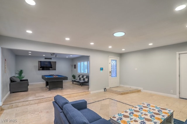 living room with billiards