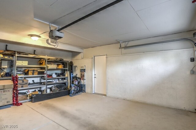 garage with a garage door opener