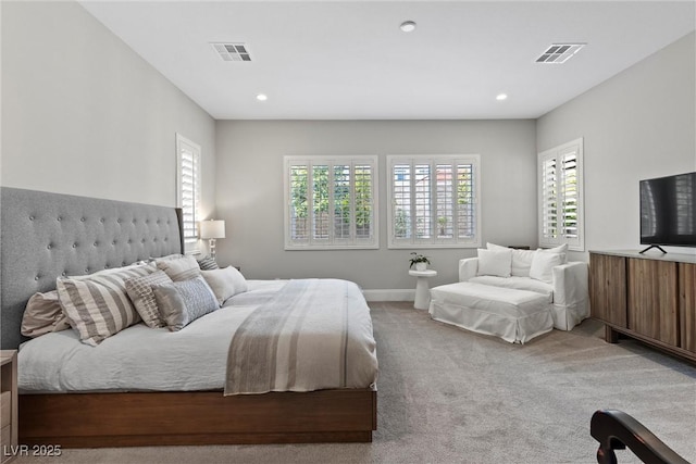 bedroom with carpet floors and multiple windows