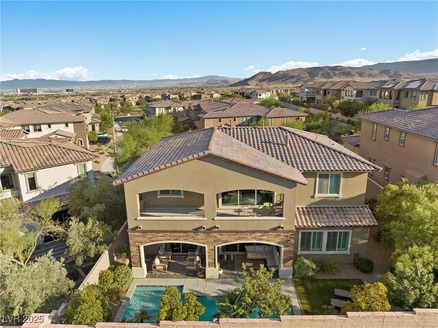 aerial view featuring a mountain view