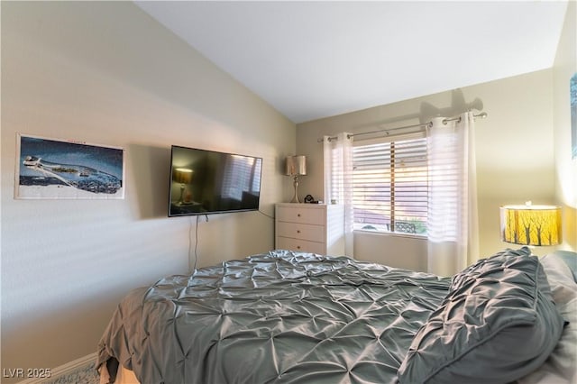 bedroom featuring vaulted ceiling