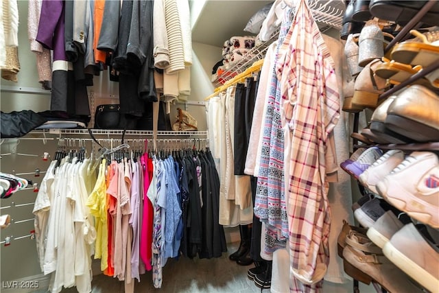 walk in closet featuring wood-type flooring