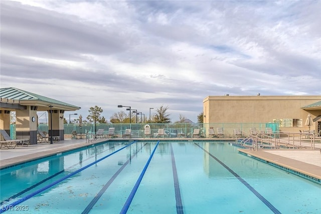 view of swimming pool featuring a patio